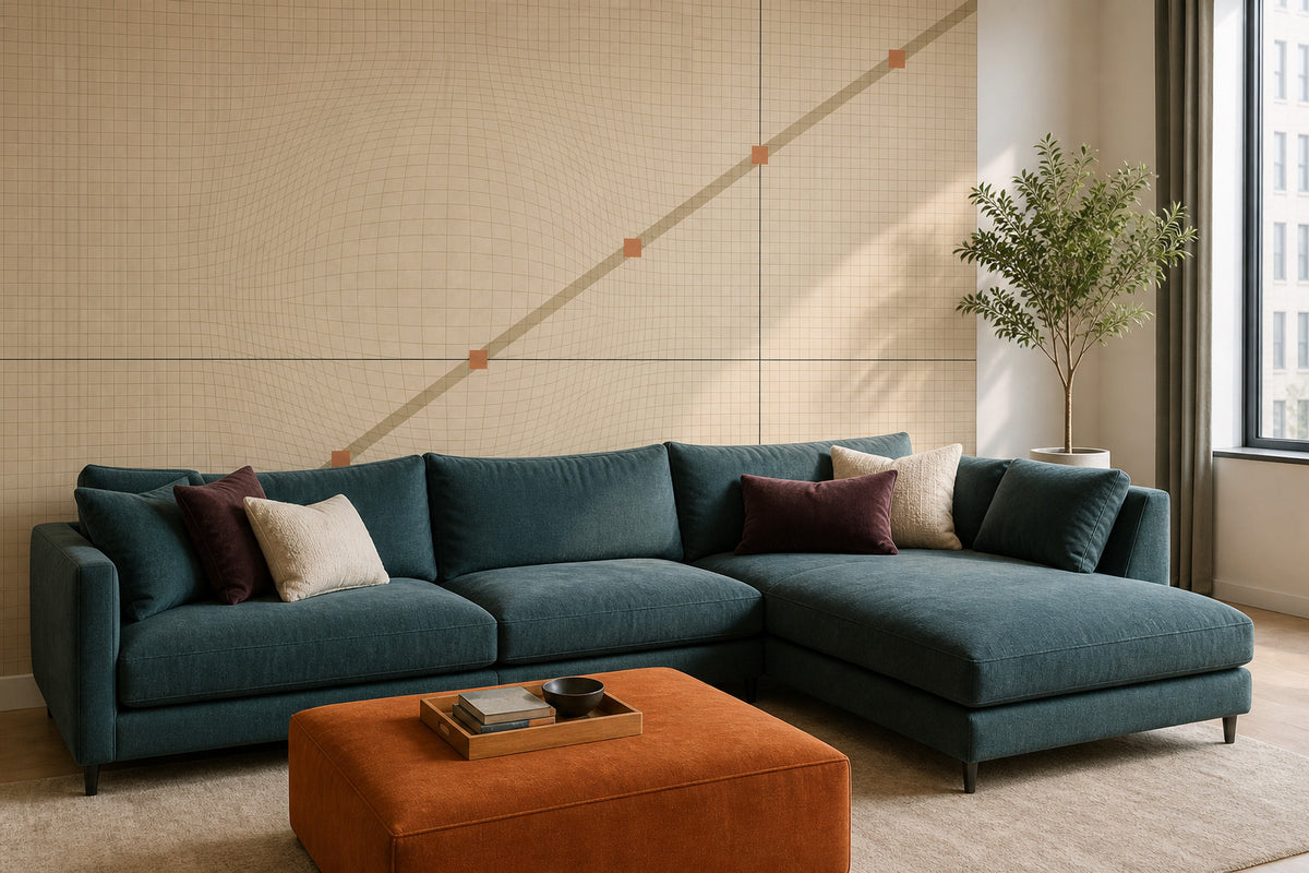 Taupe Grid Micro Wallpaper Mural product view