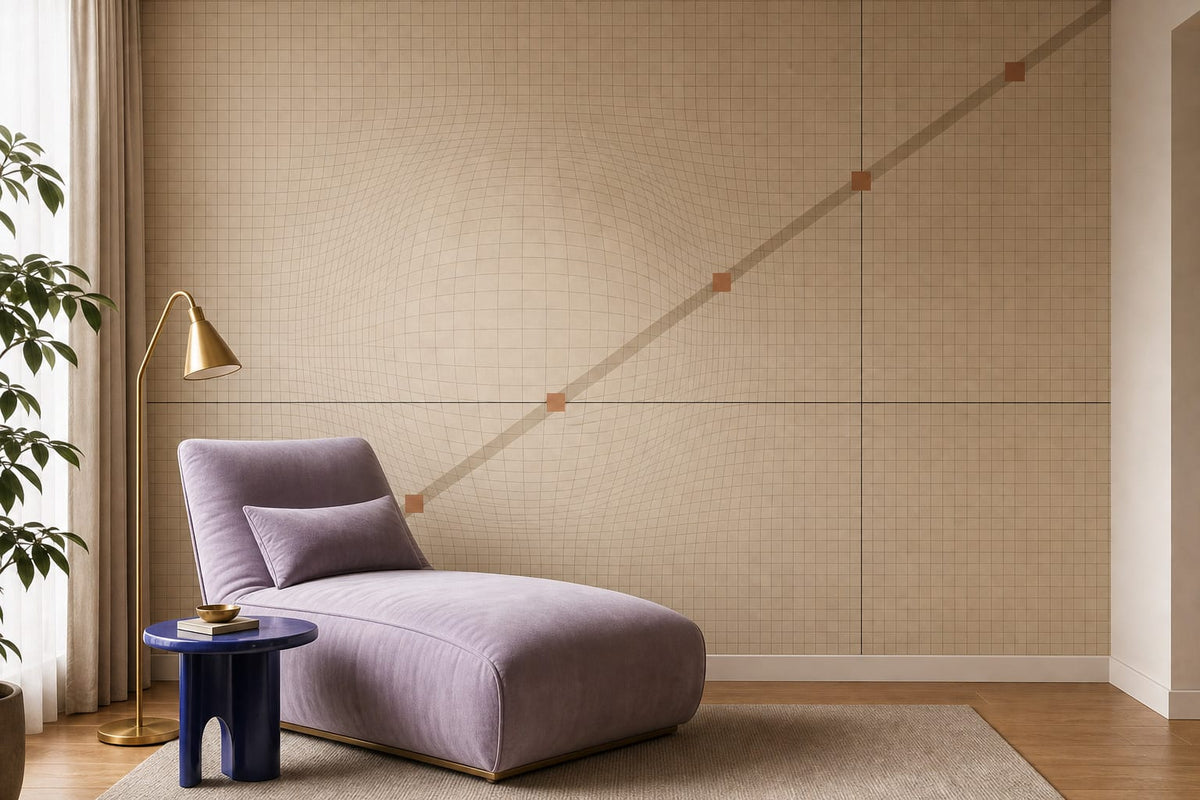 Taupe Grid Micro Wallpaper Mural product view