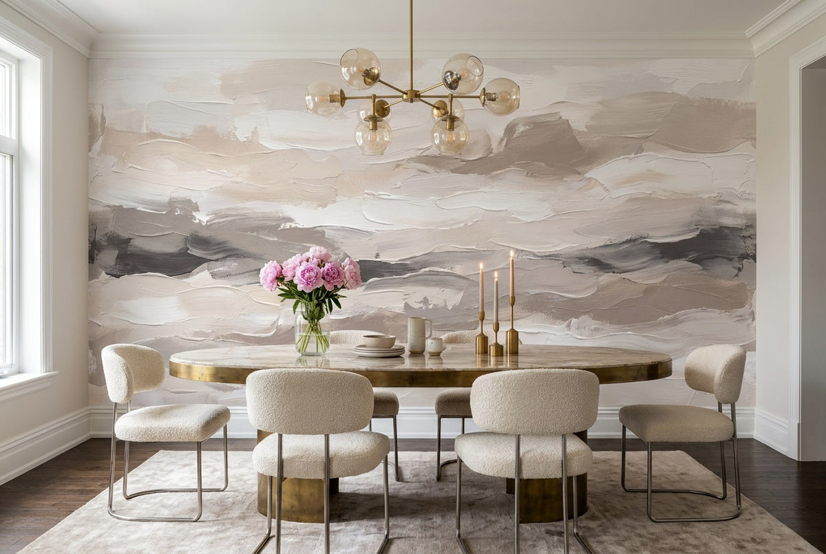 taupe waves wallpaper mural custom self adhesive dining room removable non woven vinyl