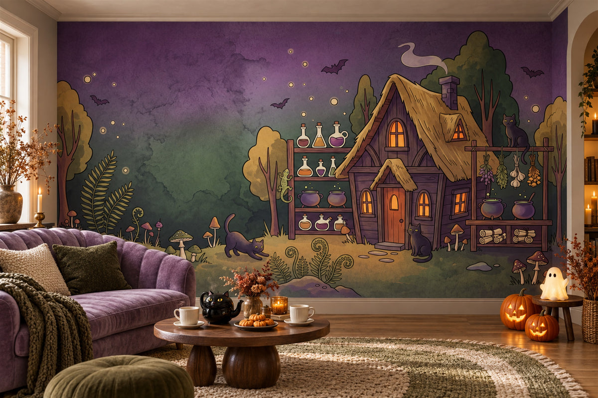 tea room purple cottage custom non woven vinyl stick on removable wallpaper mural