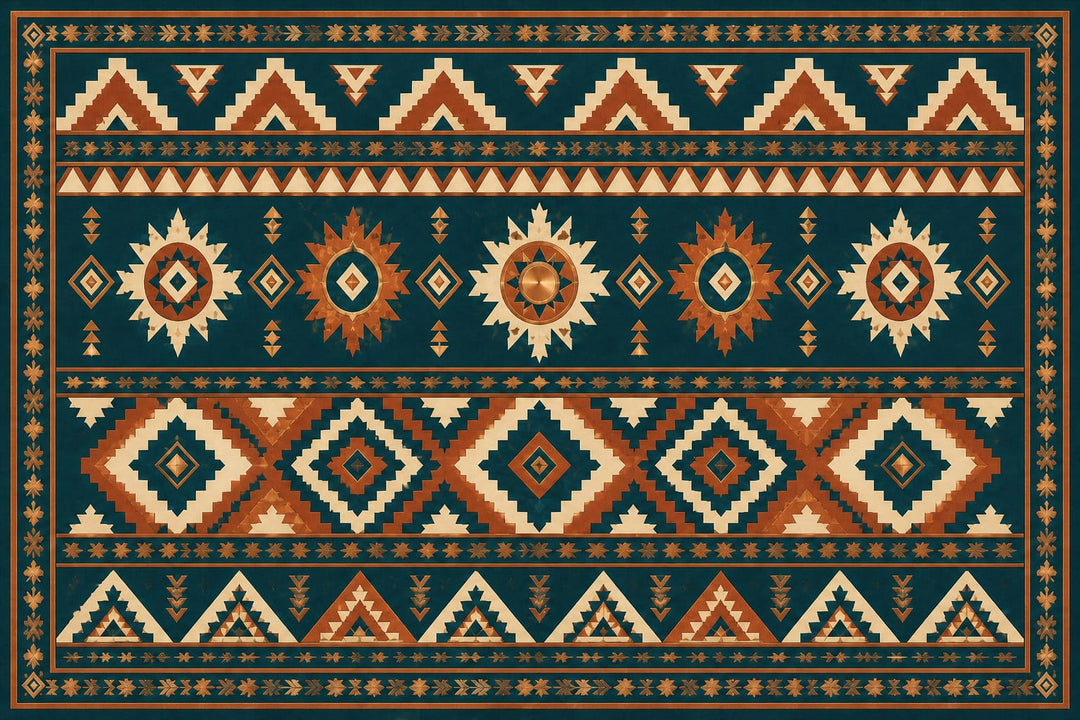 Teal Aztec Wallpaper Mural product view