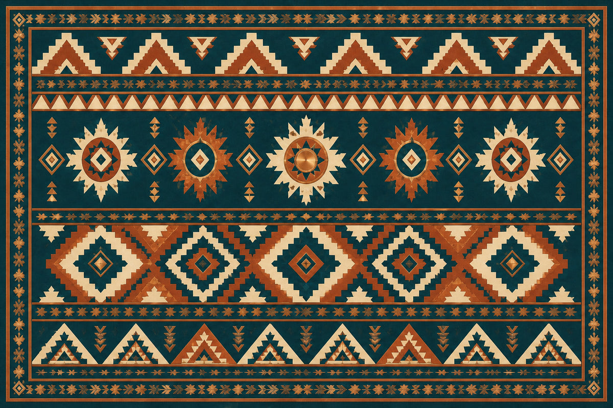 Teal Aztec Wallpaper Mural product view