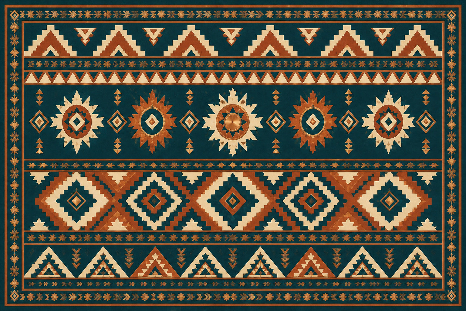 Teal Aztec Wallpaper Mural