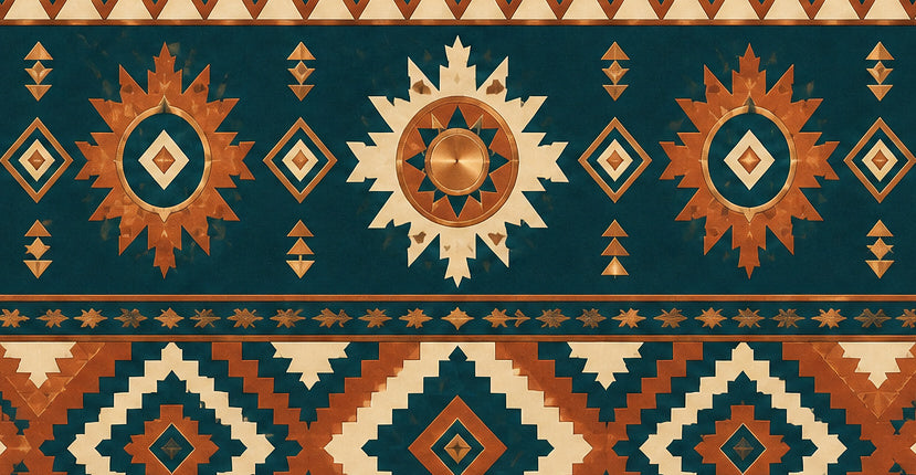 Teal Aztec Wallpaper Mural product view