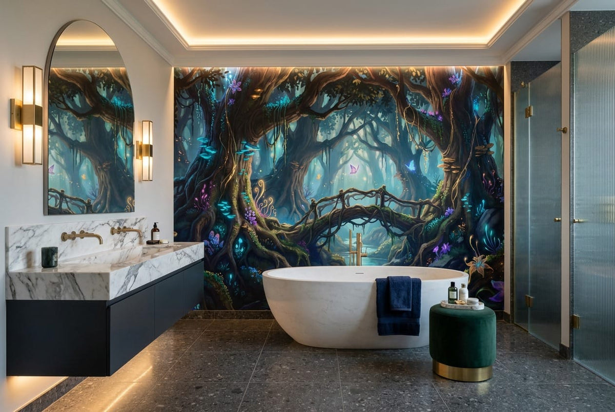 Enchanted Glowing Forest Fantasy Wallpaper Mural