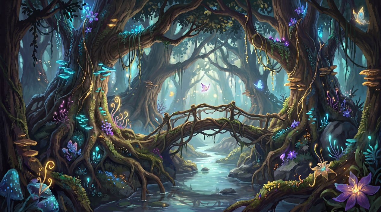 Enchanted Glowing Forest Fantasy Wallpaper Mural