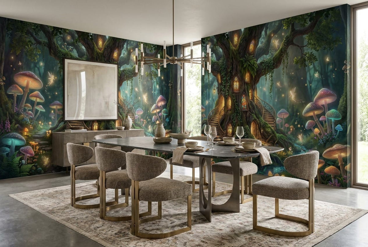 Enchanted Crystal Waterfall Forest Wallpaper Mural