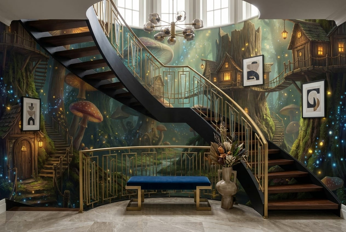 Enchanted Woodland Treehouse Wallpaper Mural