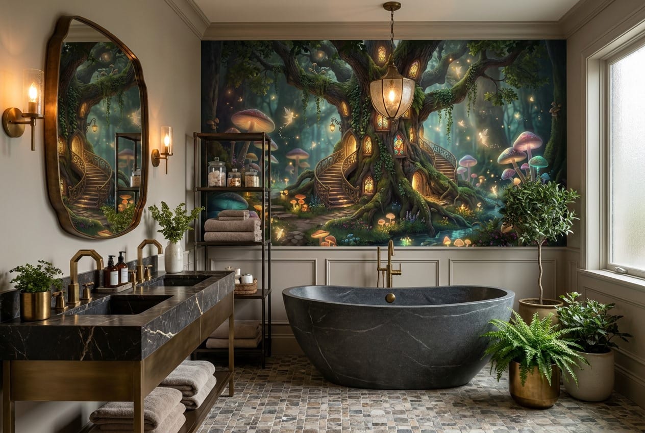 Magical Fairy Treehouse Forest Wallpaper Mural