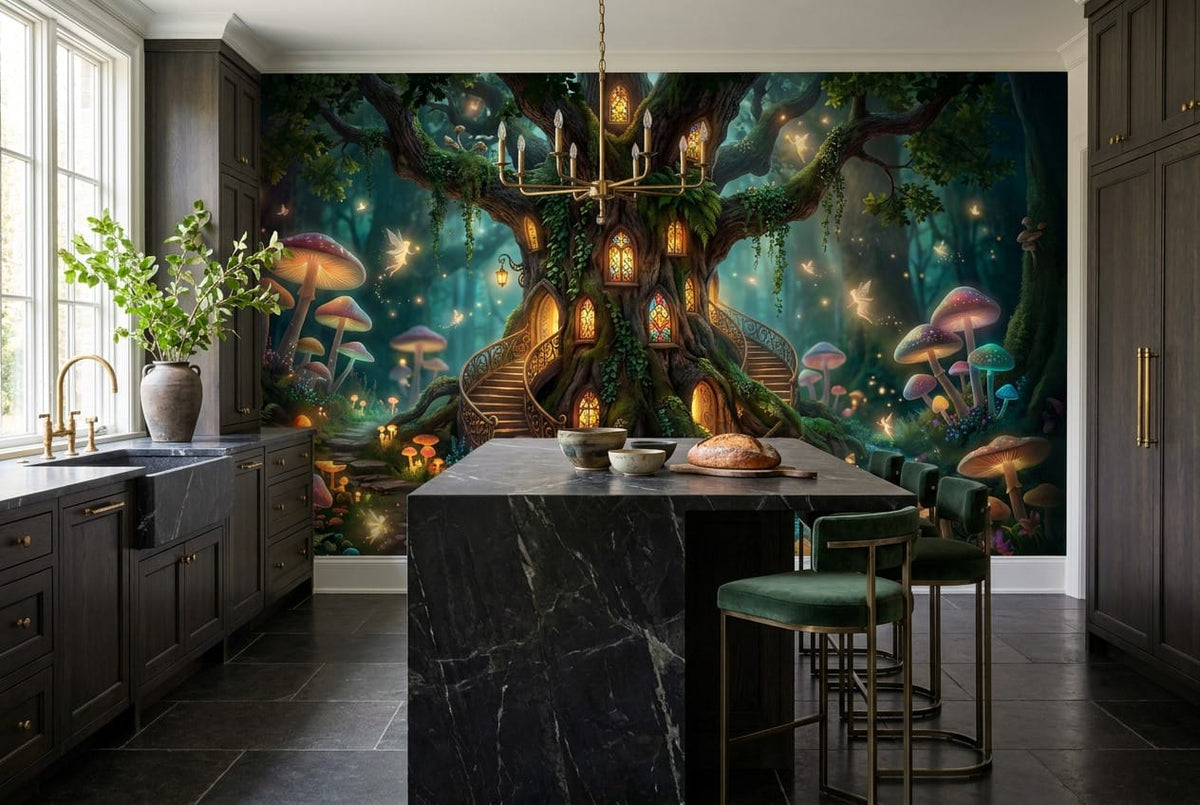 Magical Fairy Treehouse Forest Wallpaper Mural