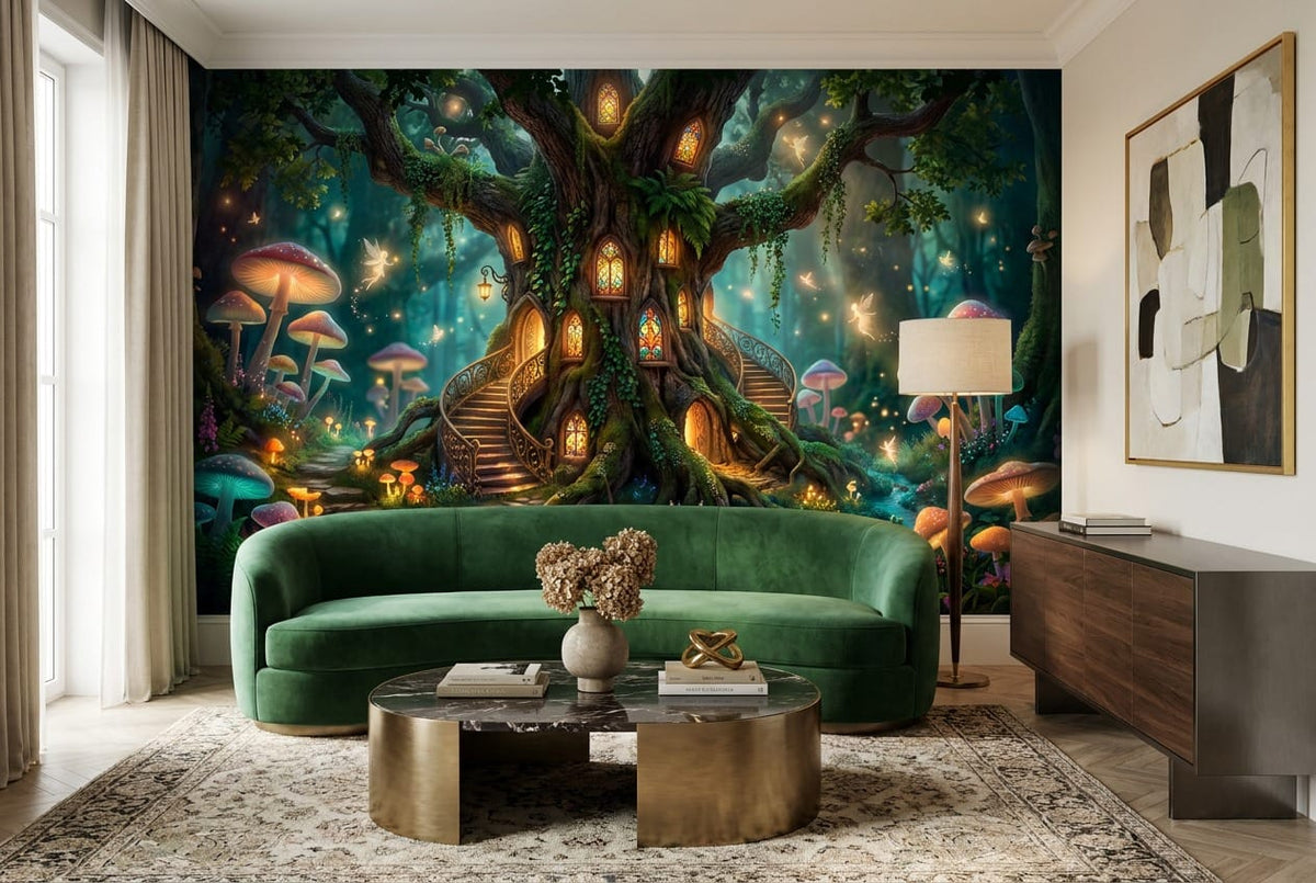 Magical Fairy Treehouse Forest Wallpaper Mural