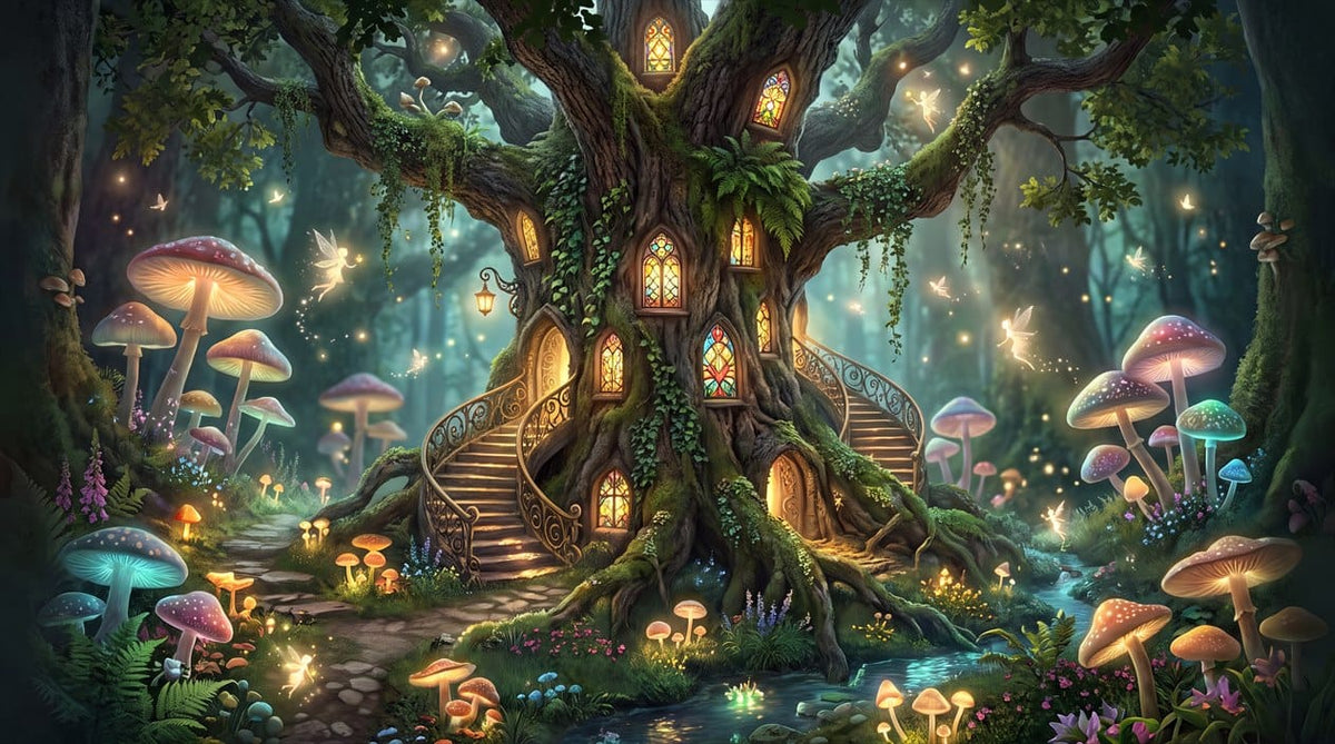 Magical Fairy Treehouse Forest Wallpaper Mural