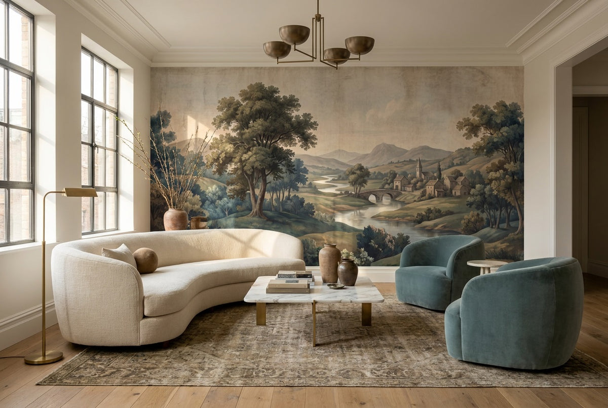 teal river wallpaper mural custom peel and stick living room removable non woven vinyl