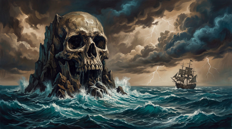 Grey Sea Skull Halloween Wallpaper Mural