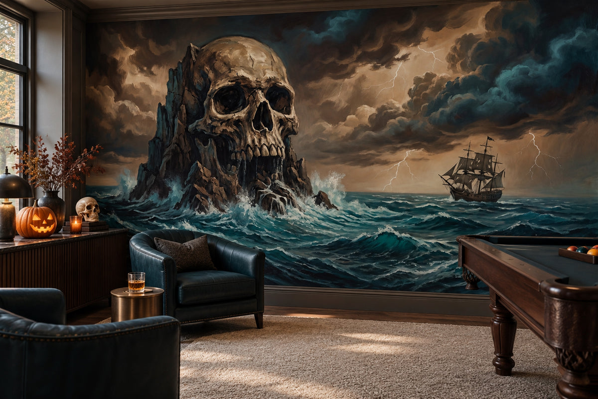 teal skull custom self adhesive wallpaper mural playroom removable non woven vinyl