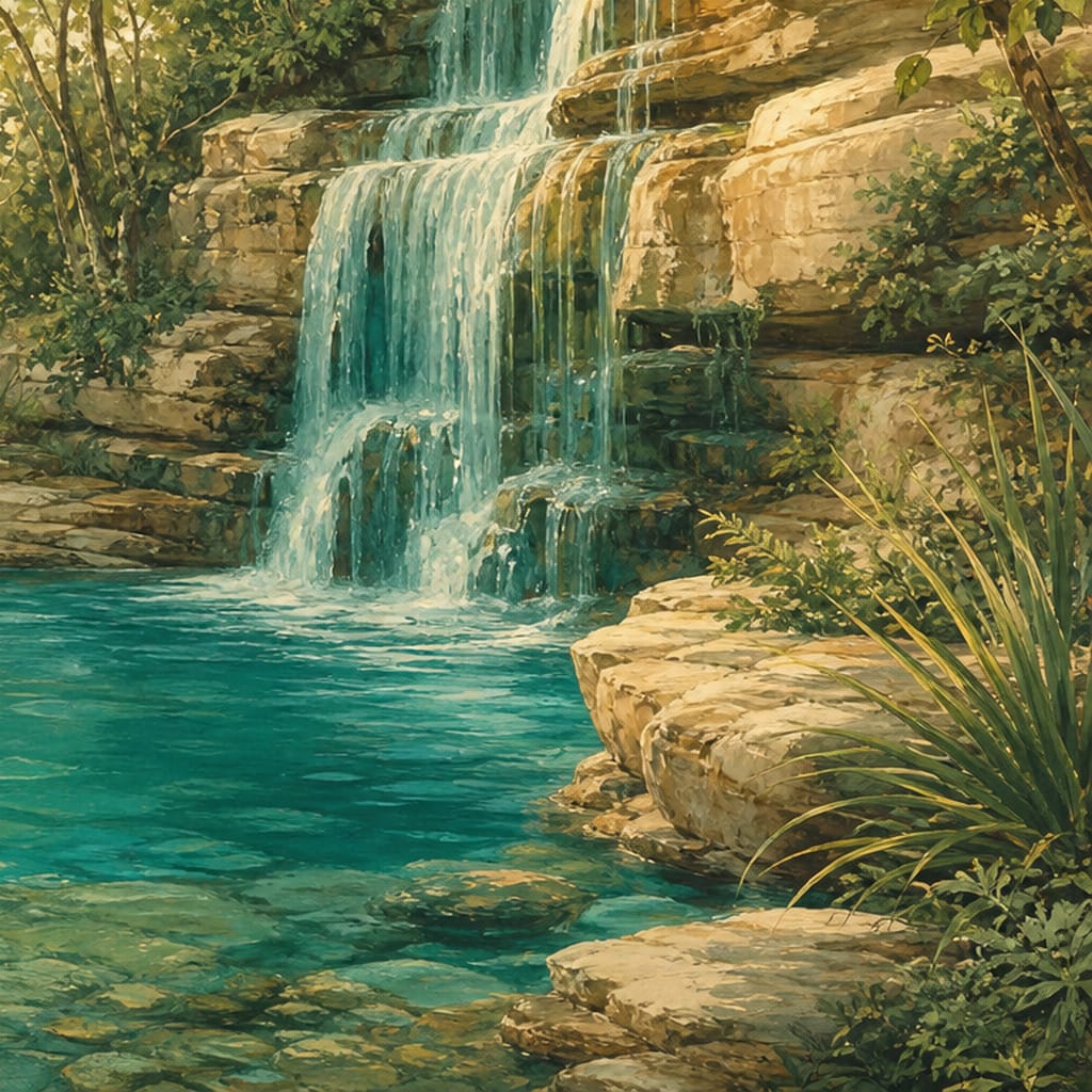 Teal Waterfall Wallpaper Mural product view