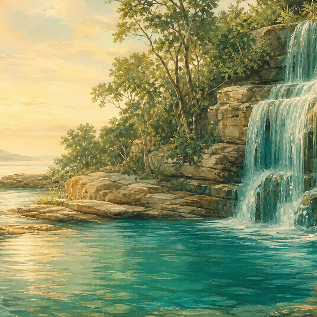 Teal Waterfall Wallpaper Mural product view