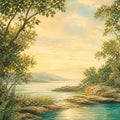 Teal Waterfall Wallpaper Mural
