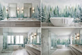 Deep Teal Warm Nordic Winter Forest Wallpaper Mural