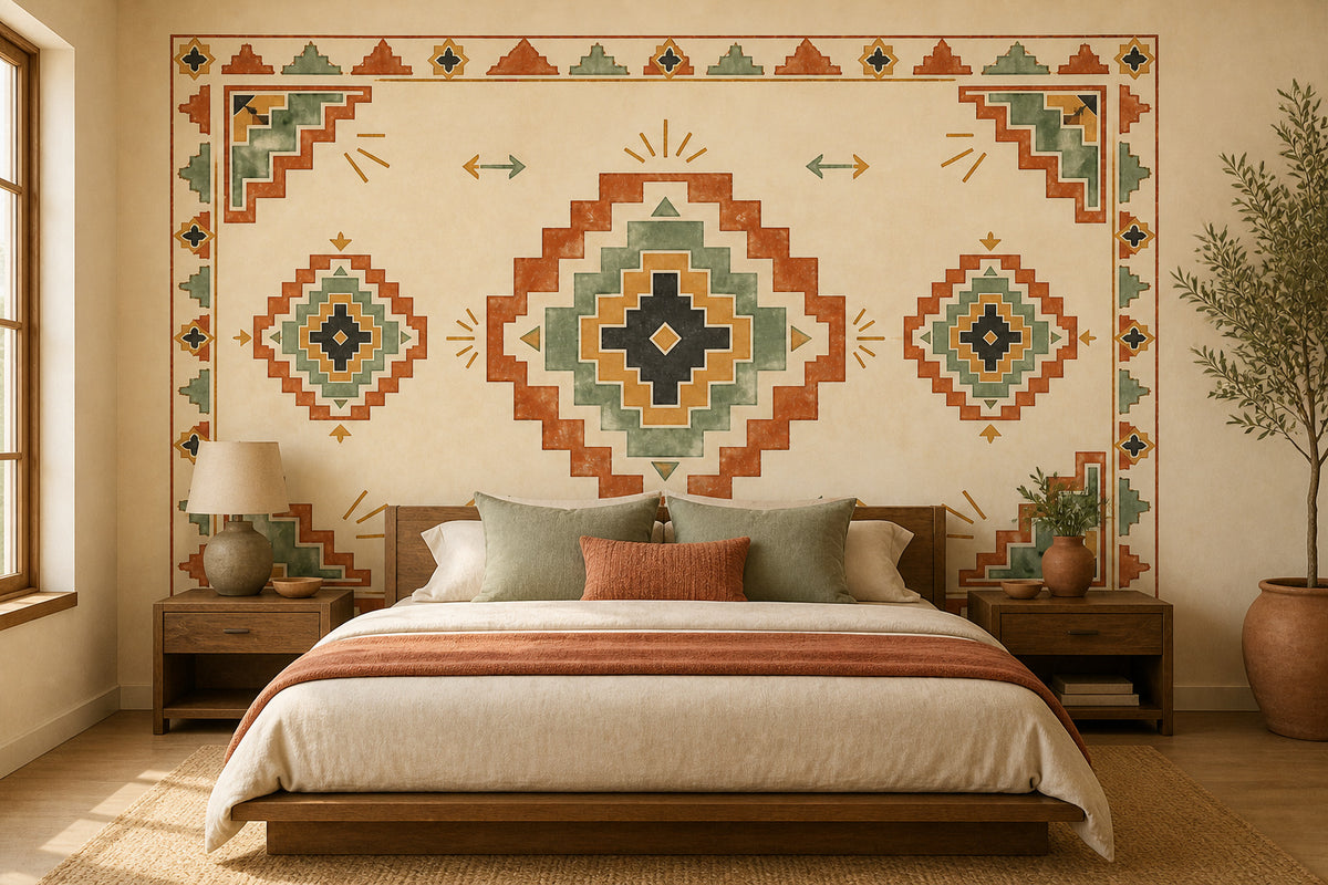 Terracotta Aztec Wallpaper Mural product view