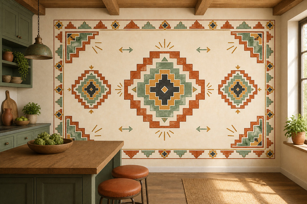 Terracotta Aztec Wallpaper Mural product view