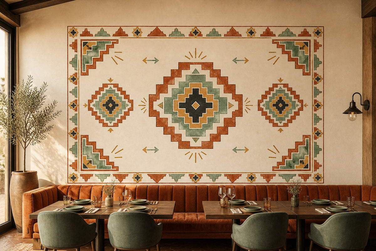 Terracotta Aztec Wallpaper Mural product view