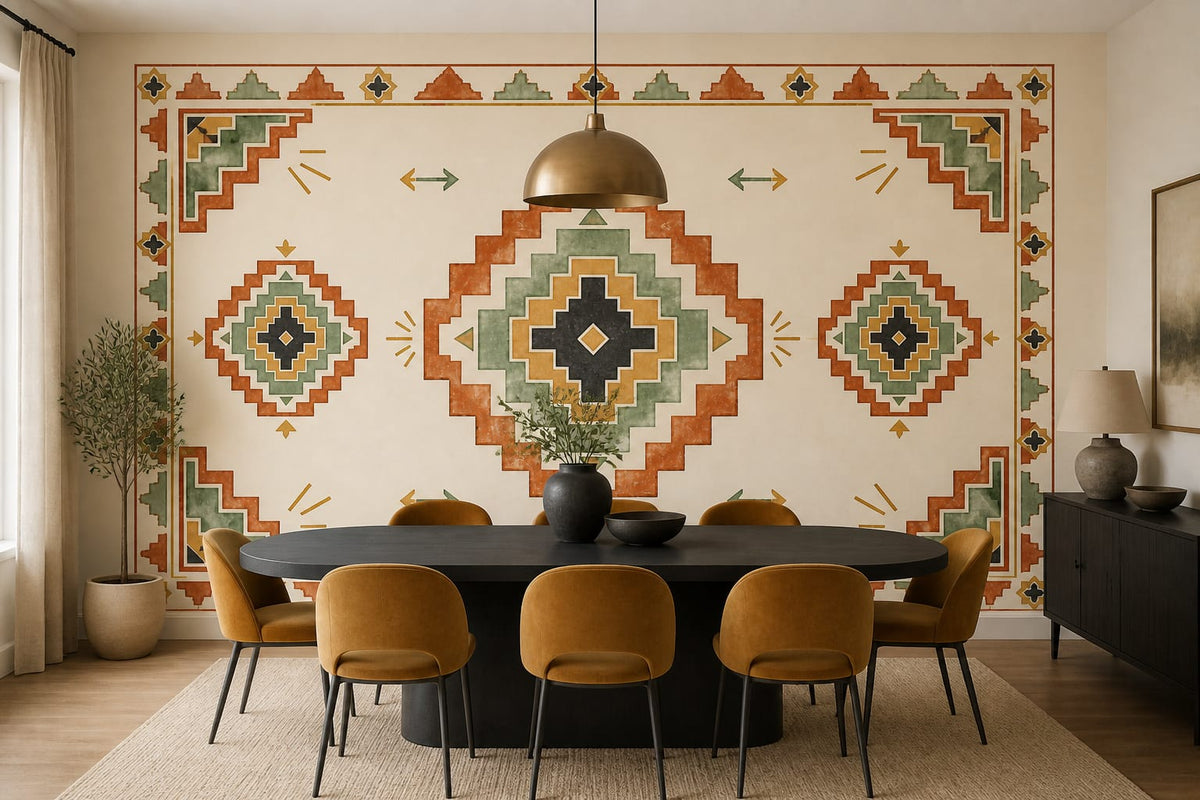 Terracotta Aztec Wallpaper Mural product view