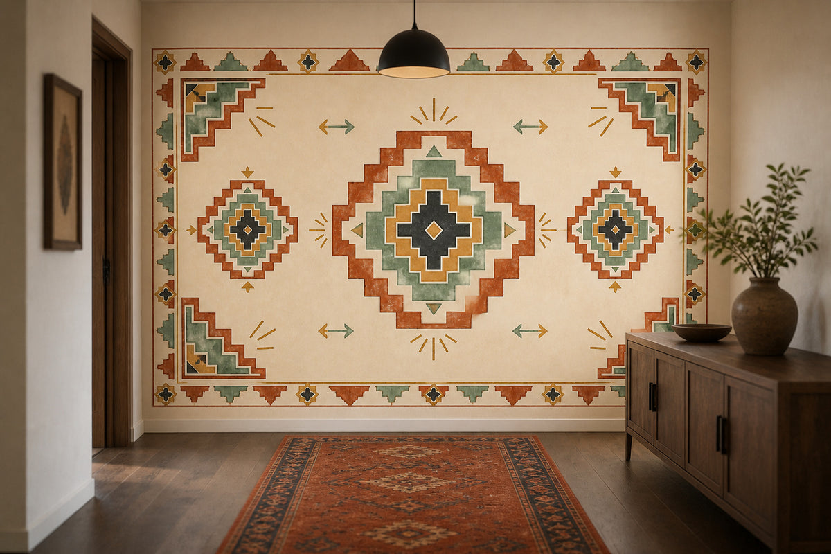 Terracotta Aztec Wallpaper Mural product view