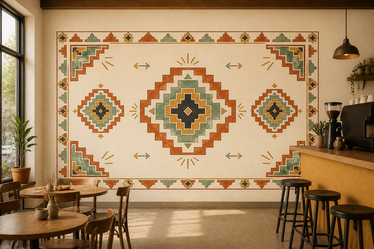 Terracotta Aztec Wallpaper Mural product view