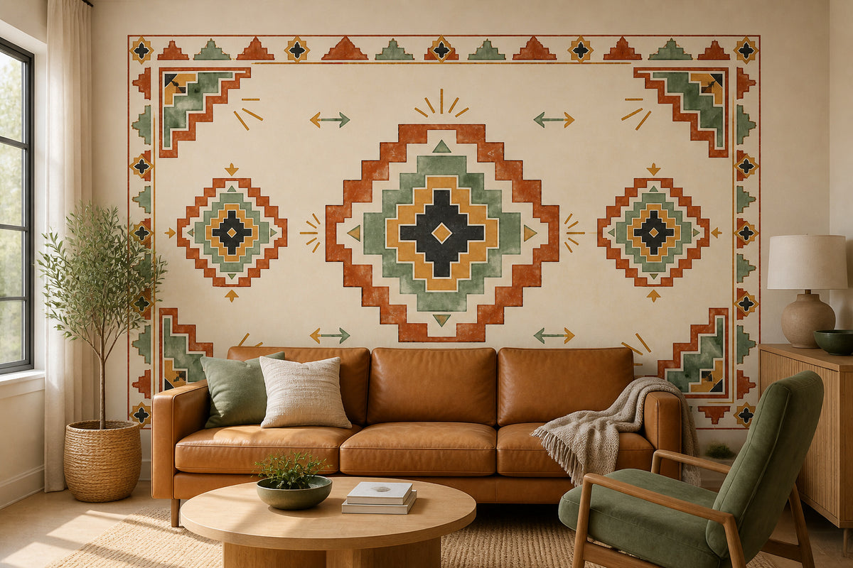 Terracotta Aztec Wallpaper Mural product view