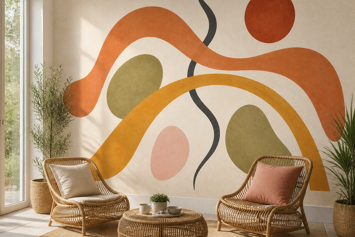 Terracotta Abstract Wallpaper Mural product view