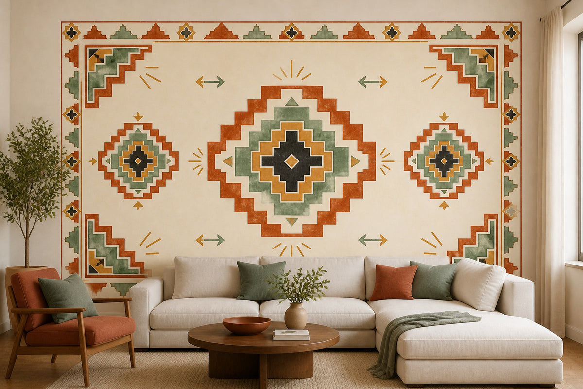 Terracotta Aztec Wallpaper Mural product view