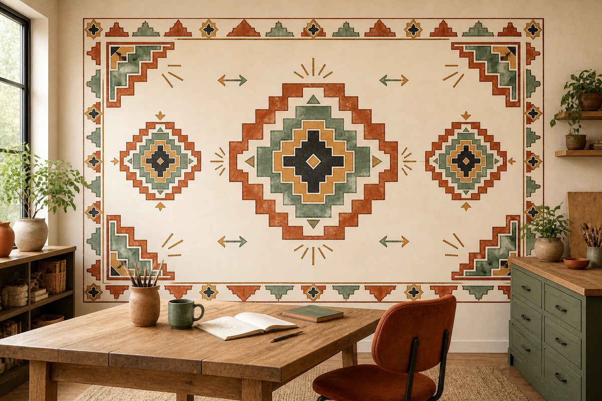 Terracotta Aztec Wallpaper Mural product view