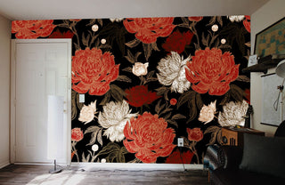 Red and White Wallpaper Mural