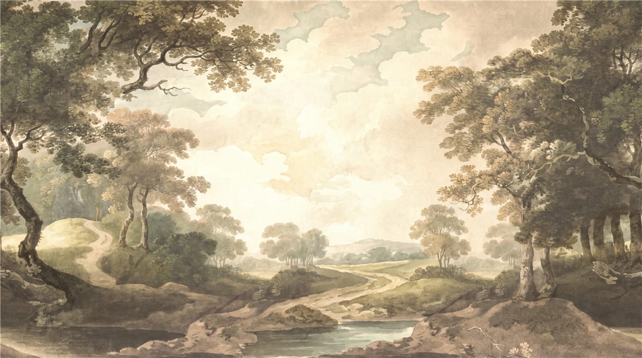 Old Tan River Landscape Vintage Jungle Wallpaper Mural
