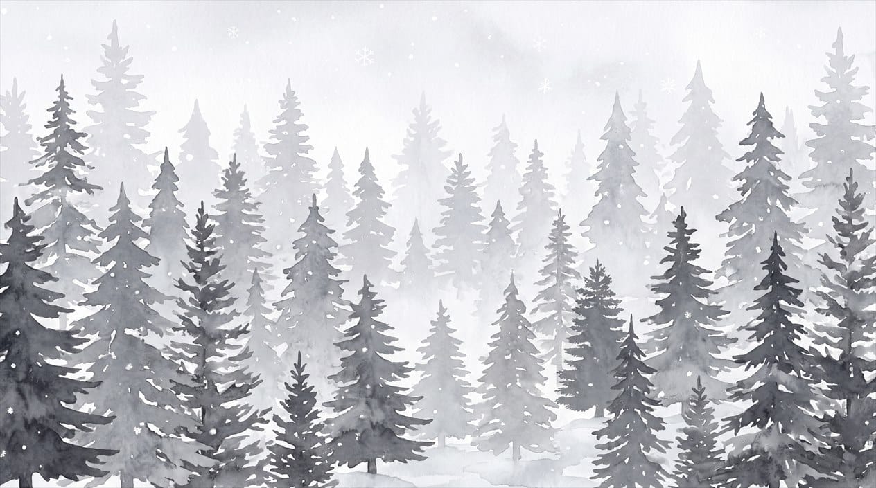 Festive Gray Nordic Christmas Winter Forest Wallpaper Mural