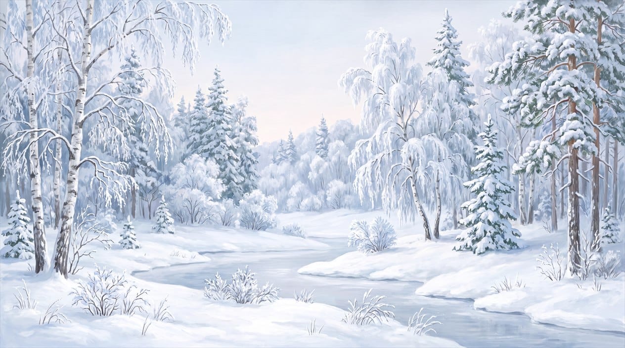 Magical Ice Blue Nordic Winter Forest Wallpaper Mural