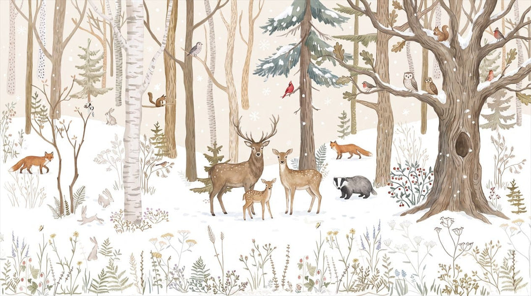 Polar Tan Ethereal Nordic Winter Forest Wallpaper Mural in winter