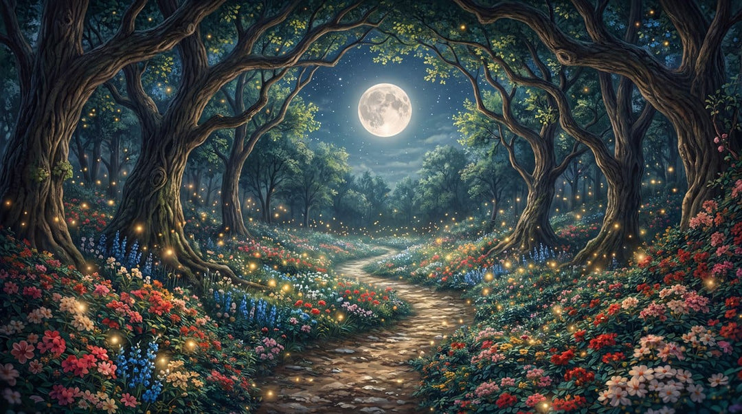 Sea Blue Firefly Nordic Night Forest Wallpaper Mural in winter