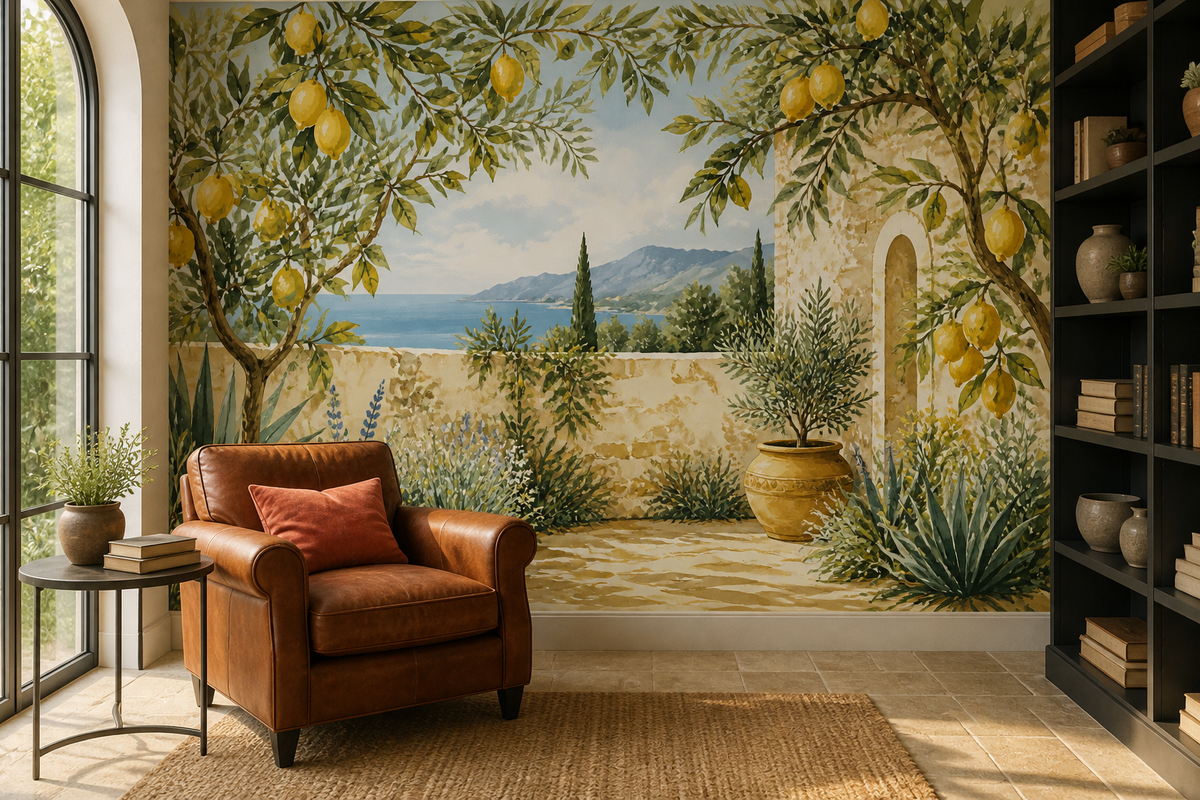 Yellow Lemon Wallpaper Mural product view