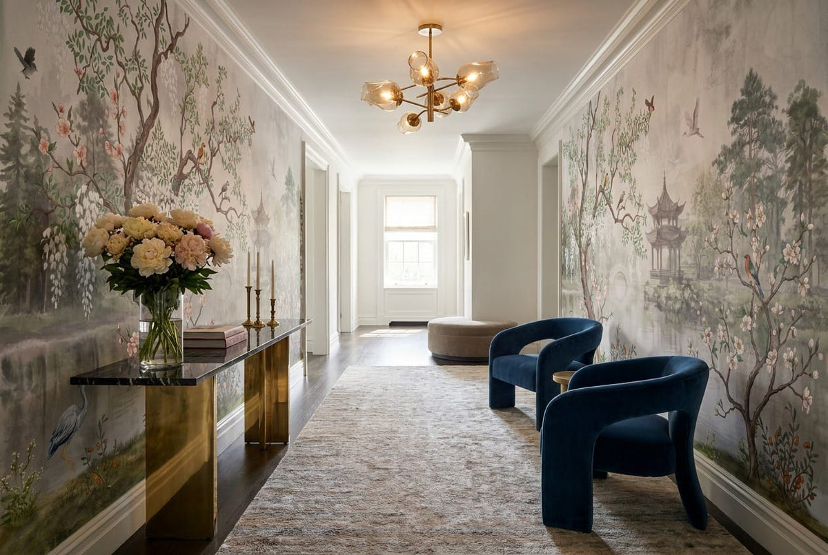 Blossom Crane Chinese Garden Lake Wallpaper Mural in york