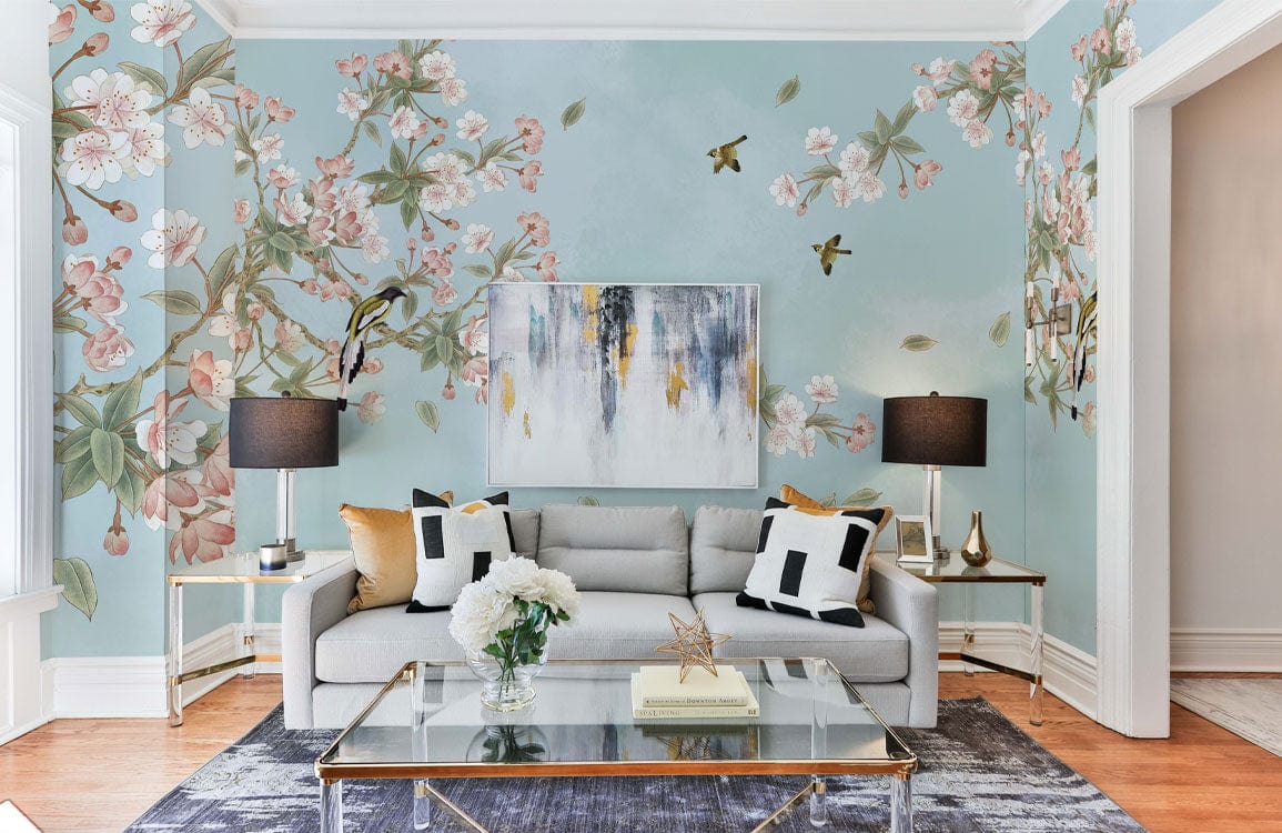 Wind Whispering Through Blossoming Branches Wallpaper mural for use in the decoration of the living room