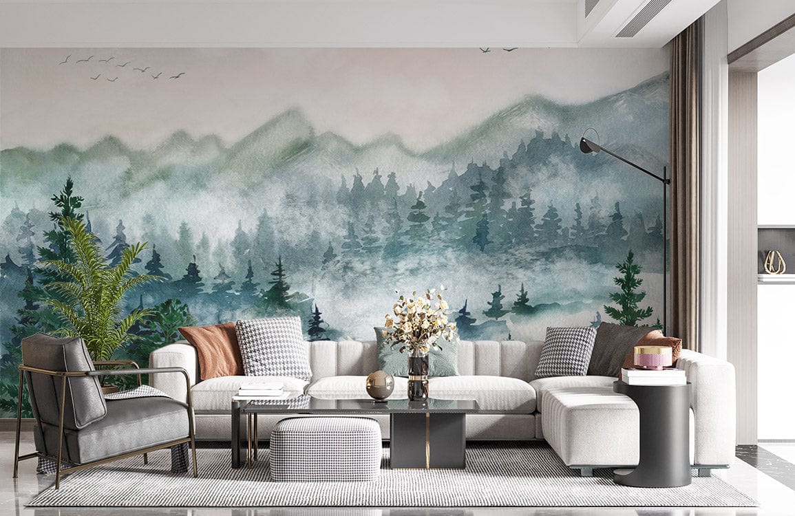 mist forest wallpaper mural for bedroom