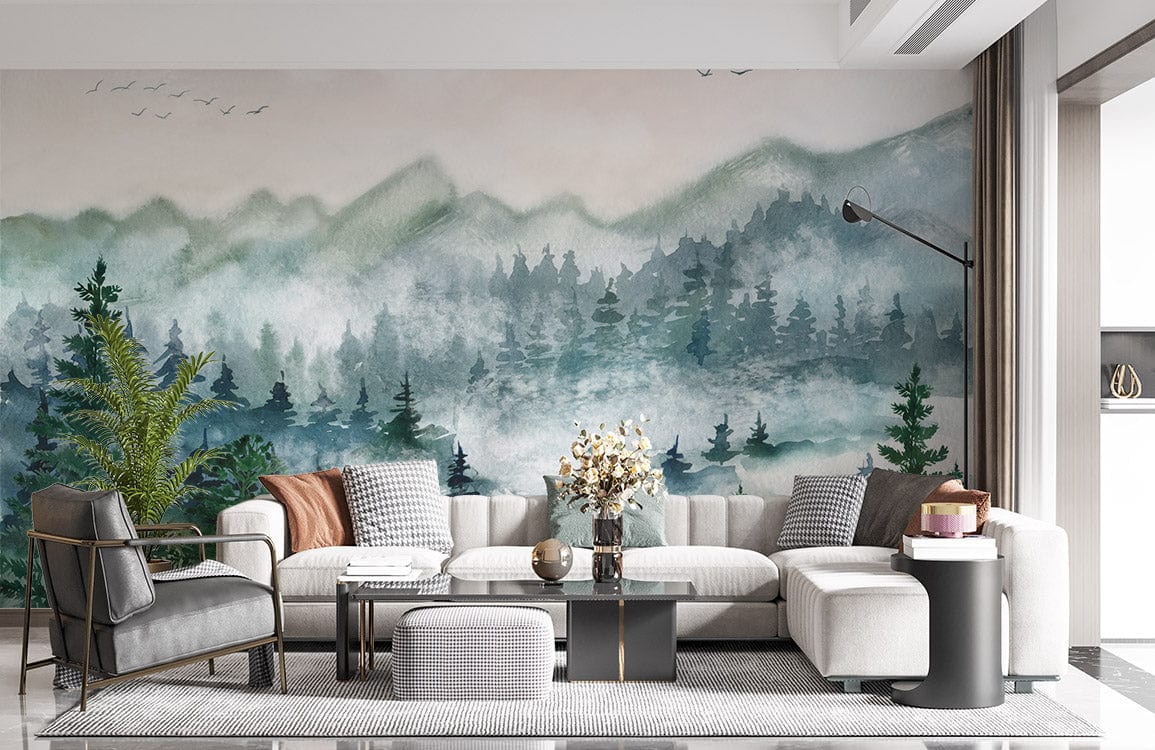 Foggy Pine Valley Wallpaper Mural