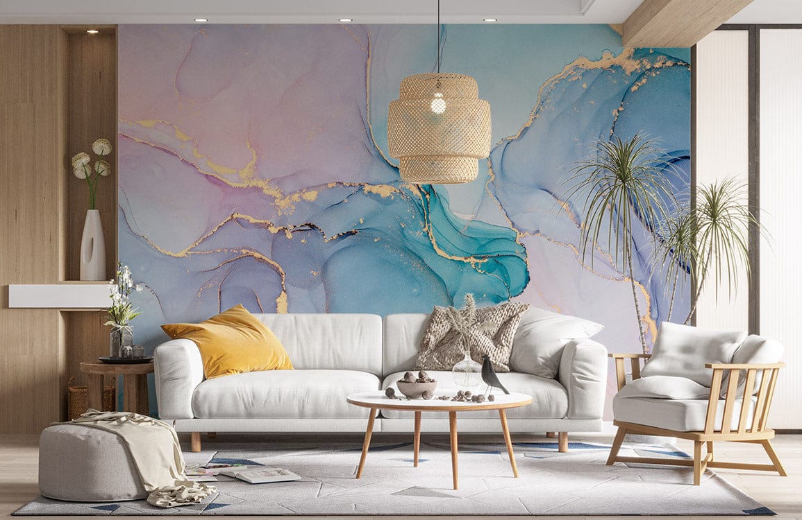 Stylish Pink Swirl Marble Wallpaper Room