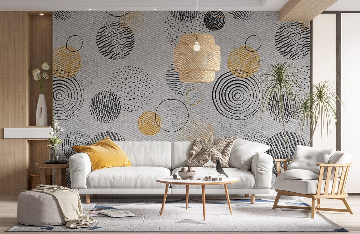 grey abstract design mural