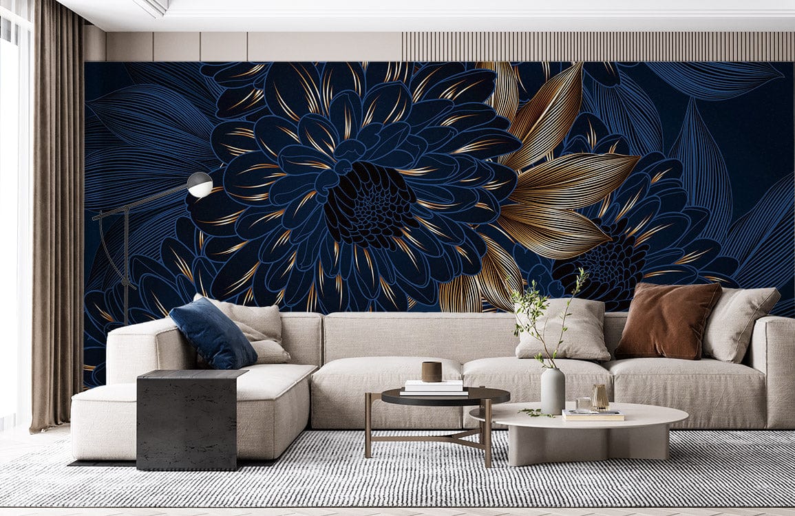 unique blue wallpaper mural