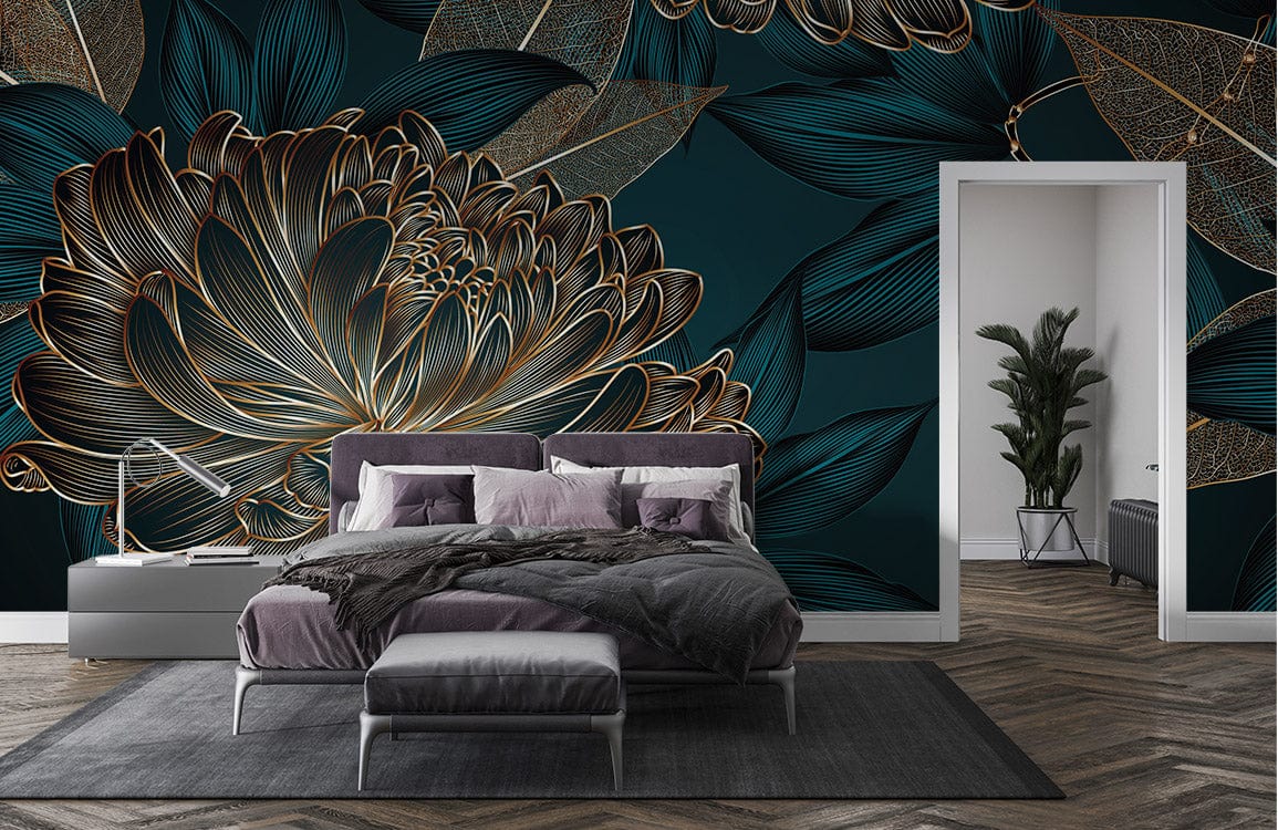 Dark Chrysanthemum Wallpaper Mural