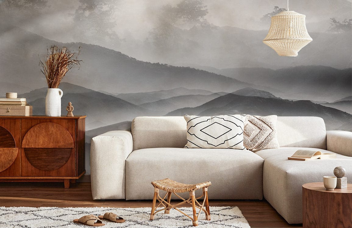 elegant mountain wallpaper mural living room