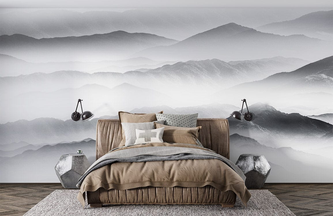 Misty Mountain Landscape mural 